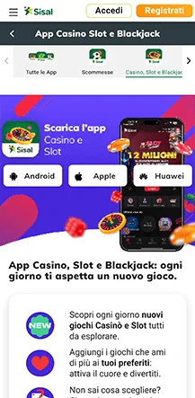 sisal app slot e blackjack